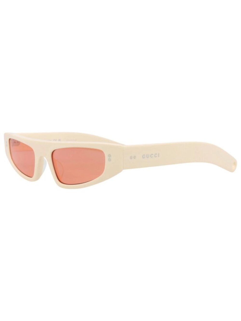 New Gucci Women's Sunglasses Cat Eye Recycled Acetate Frame Ivory Ivory Red